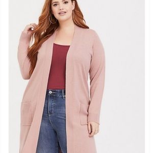 NWT Torrid Cardigan Duster Pink Rose 2X w/ Pockets